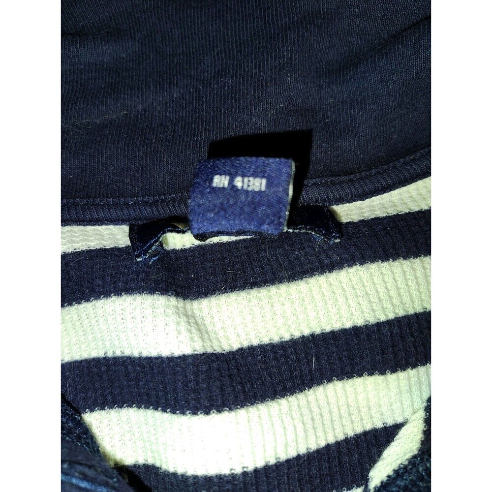 Chaps Est. 1978 Navy Blue & White Striped Waffle Knit Thermal Henley Shirt -... - Picture 11 of 11
